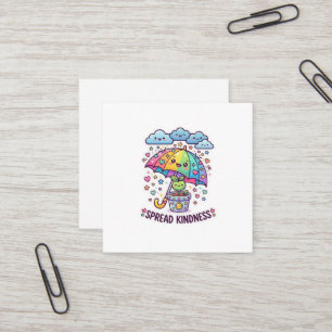 Schattig Kawaii Verspreid Vriendelijkheid Paraplu Vierkante Visitekaartje