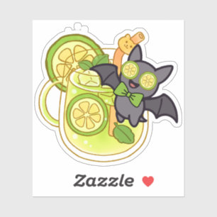 Schattig Kawaii Vleermuis met Limonade Cocktail Sticker