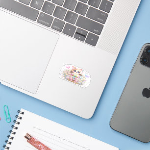 Schattig Kawaii Volg Ons Kat Pastel Roze Social Me Sticker