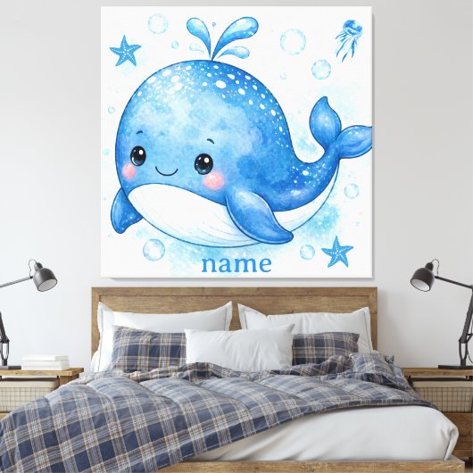 schattig kawaii walvis ontwerp canvas afdruk (Insitu (Slaapkamer))
