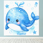 schattig kawaii walvis ontwerp canvas afdruk (Insitu (Houten vloer))