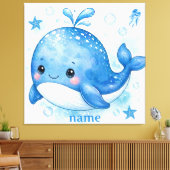 schattig kawaii walvis ontwerp canvas afdruk (Insitu (Woonkamer))