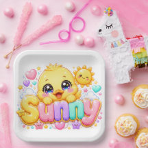 Schattig Kawaii Zonnig Kuiken Naam Pastel Roze Gla