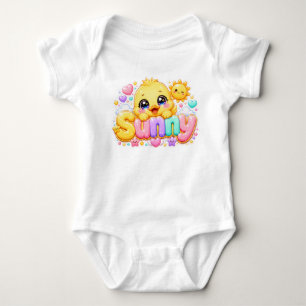 Schattig Kawaii Zonnig Kuiken Naam Pastel Roze Gla Romper