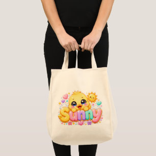 Schattig Kawaii Zonnig Kuiken Naam Pastel Roze Gla Tote Bag