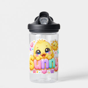 Schattig Kawaii Zonnig Kuiken Naam Pastel Roze Gla Waterfles
