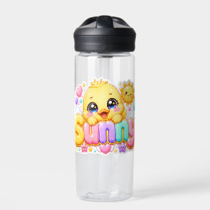 Schattig Kawaii Zonnig Kuiken Naam Pastel Roze Gla Waterfles