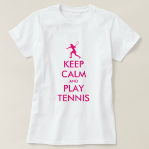 Schattig keep calm en speel tennis t-shirt voor vr