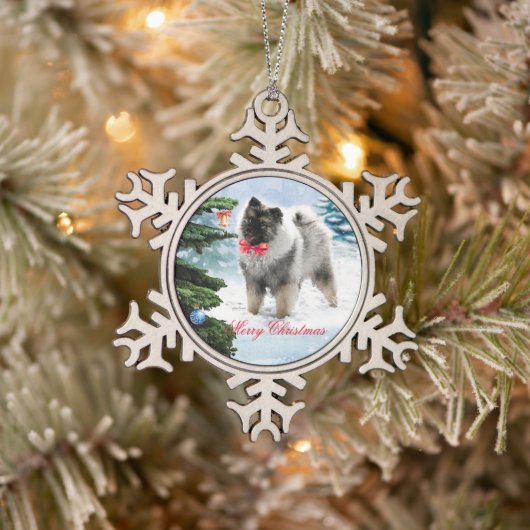 Schattig Keeshond Puppy Tin Sneeuwvlok Ornament (Boom)