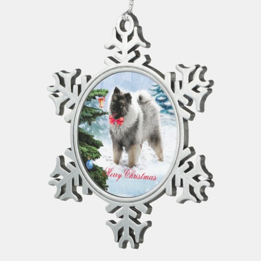 Schattig Keeshond Puppy Tin Sneeuwvlok Ornament (Rechts)