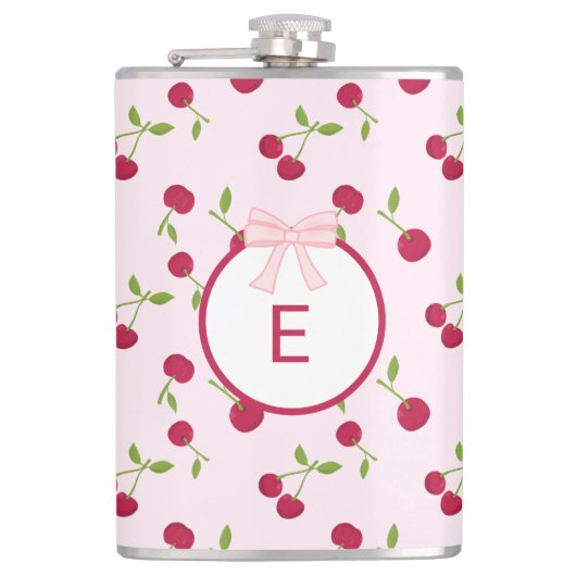 Schattig Kers Coquette Roze Maatwerk Monogram Heupfles (Voorkant)