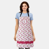 Schattig Kersen Coquette Roze Maatwerk Monogram Schort (Gedragen)