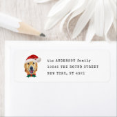 Schattig Kerst-adres Golden Retriever-hond Etiket (Insitu)