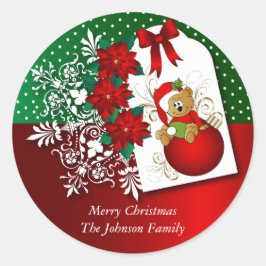Schattig Kerst Beer Illustratie Ronde Sticker