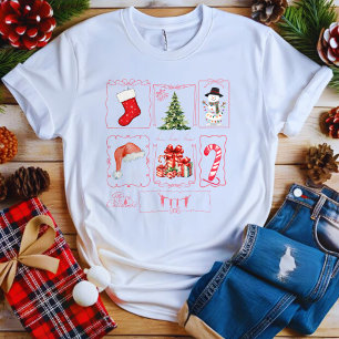 Schattig Kerst Collage Stijl Design T-shirt