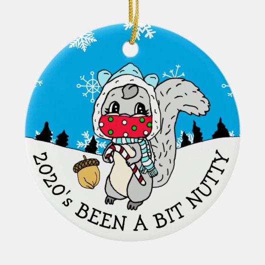Schattig Kerst Eekhoorn 2020 is een Notige Nieuwja Keramisch Ornament (Voorkant)