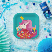 Schattig Kerst Eenhoorn Party Papieren Bordje (Feest)