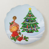 Schattig Kerst Elf Rond Kussen (Achterkant)