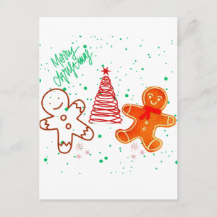 Schattig kerst gingerbread mannetje en boom patroo briefkaart