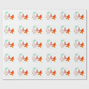 Schattig kerst gingerbread mannetje en boom patroo cadeaupapier