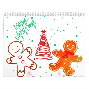 Schattig kerst gingerbread mannetje en boom patroo kalender