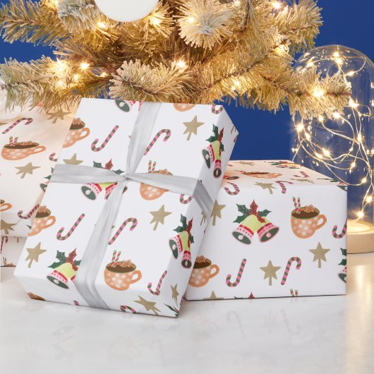 Schattig kerst inpakpapier met hete choco blijdsch (Feestdagen)