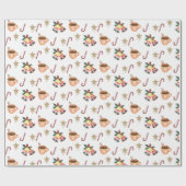 Schattig kerst inpakpapier met hete choco blijdsch (Vlak)