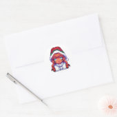 Schattig Kerst meisje Ronde Sticker (Envelop)