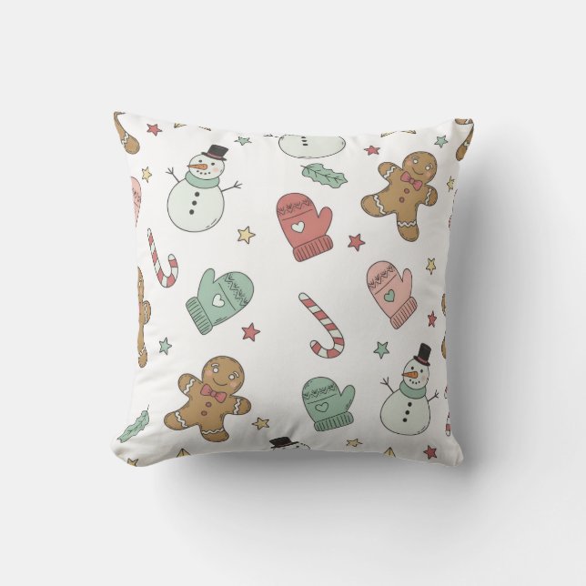 Schattig kerst naadloos patroon | Peperkoek, Snee Kussen (Voorkant)