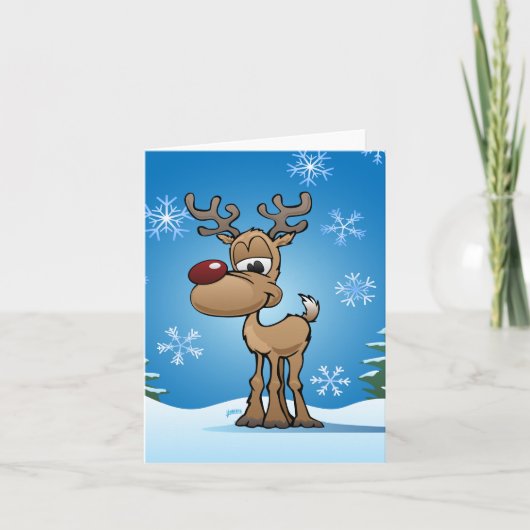 Schattig Kerst Reindeer Cartoon Kaart (Voorkant)
