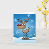 Schattig Kerst Reindeer Cartoon Kaart (Gele Bloem)