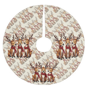Schattig Kerst Rendier Trio met Geruite Sjaals Kerstboom Rok