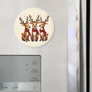 Schattig Kerst Rendier Trio met Geruite Sjaals Magneet