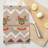 Schattig Kerst Rendier Vakantie Theedoek (Quarter Fold)