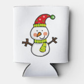 schattig kerst sneeuwman - feestelijk blikjeskoeler (Voorkant)