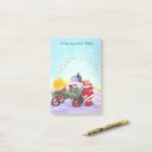 Schattig kerstBeer met rode wagon Post-it® Notes (Op bureau)