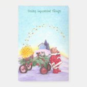 Schattig kerstBeer met rode wagon Post-it® Notes (Voorkant)