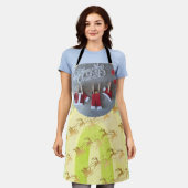 Schattig Kerstbel Lijntekening Schort (Gedragen)
