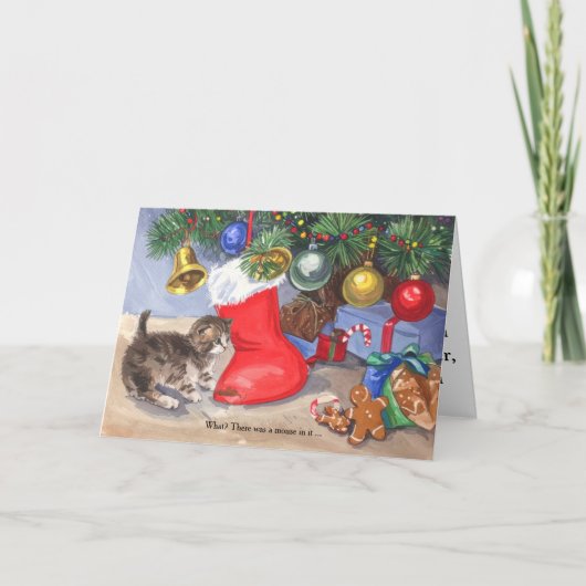 Schattig Kerstboom Kitten Feestdagen Kaart (Voorkant)
