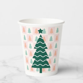Schattig Kerstboom Vakantieontwerp. Papieren Bekers