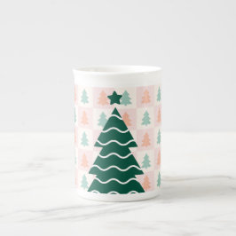 Schattig Kerstboom Vakantieontwerp. Porselein Kop