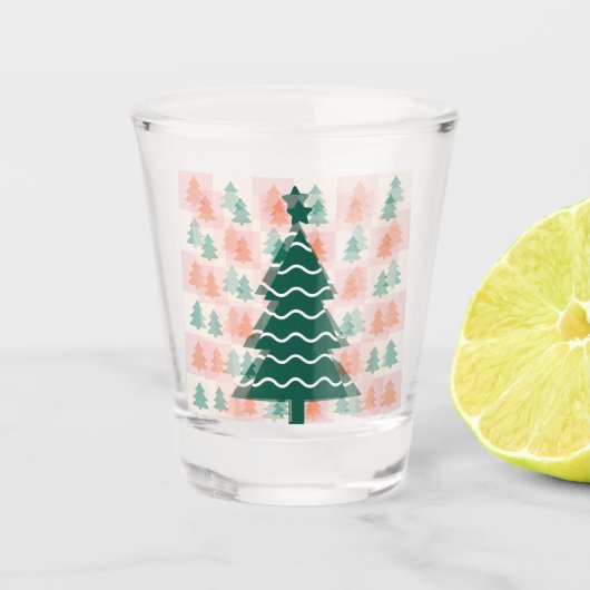 Schattig Kerstboom Vakantieontwerp. Shot Glas (Voorkant)