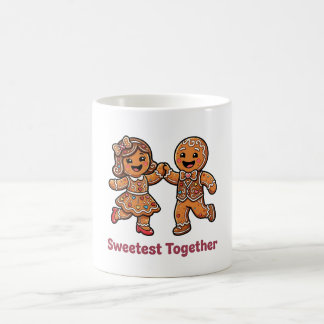 Schattig Kerstbrood Koppel Zoetst Samen Kerstmis Koffiemok