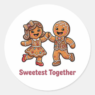 Schattig Kerstbrood Koppel Zoetst Samen Kerstmis Ronde Sticker