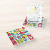 Schattig kerstcadeorkalender glazen onderzetter (Schuin)