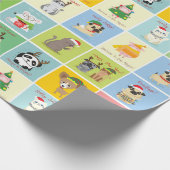 Schattig kerstdieren Verpakkingspapier Cadeaupapier (Hoek)