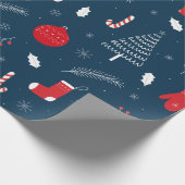 Schattig kerstdoodlepatroon cadeaupapier (Hoek)