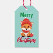 Schattig kerstfeest Rode Vos Kerstman Sjaal vakant Cadeaulabel (Achterkant)