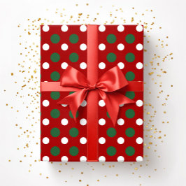 Schattig kerstfeest rood groen polka stippen patro cadeaupapier