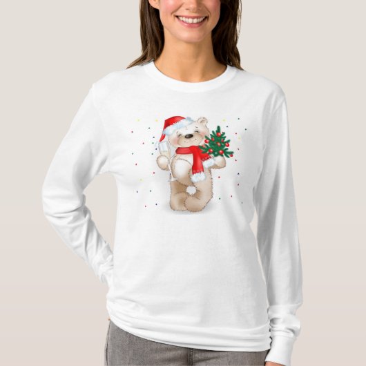 schattig kerstfeest teddybeer t - shirt (Voorkant)